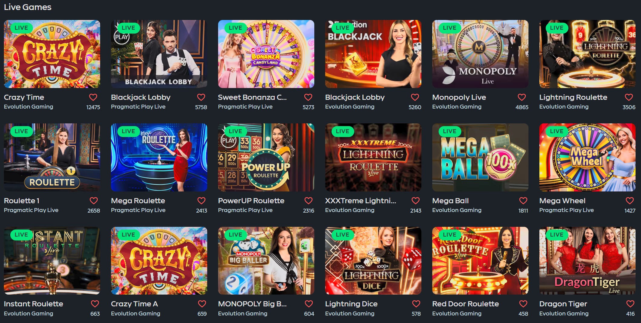 Gamdom live casino and slot lobby Pragmatic Evolution Hacksaw 2026